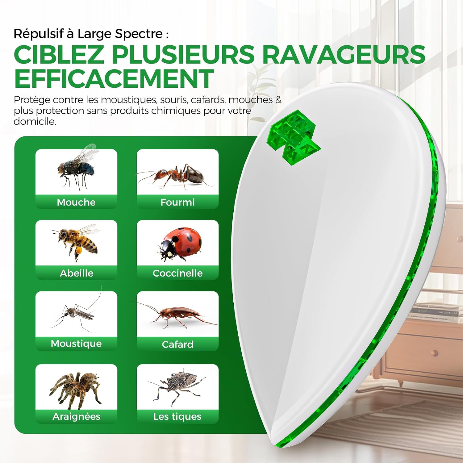 Detalle de veorkide Ultrasuoni per Topi 6 Pack: Repellente ad Ultrasuoni Anti Zanzare, Antizanzare, 3 Modalità Professionali