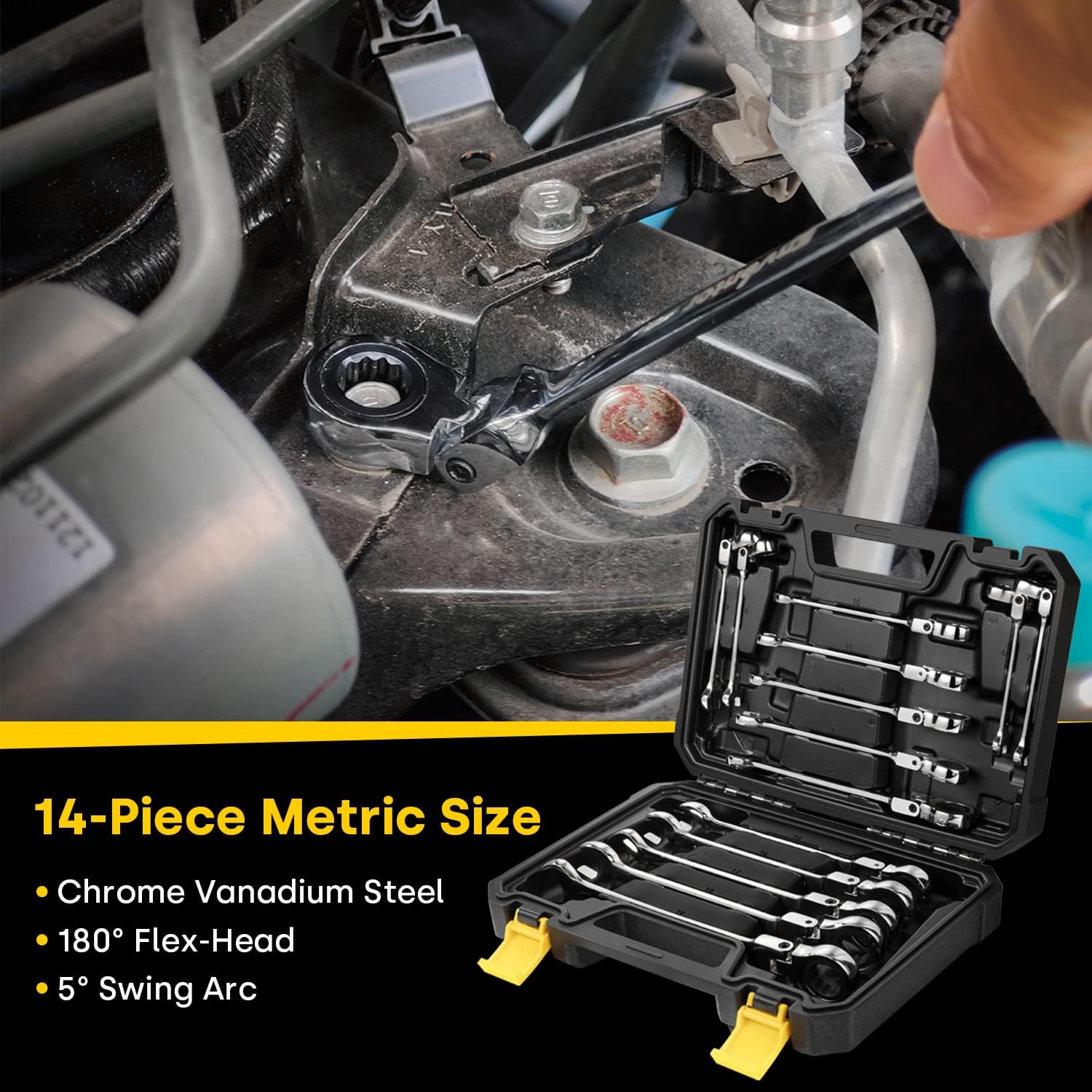 Thumbnail 6 de Enventor 14Pcs Flex-Head Ratchet Spanner Set