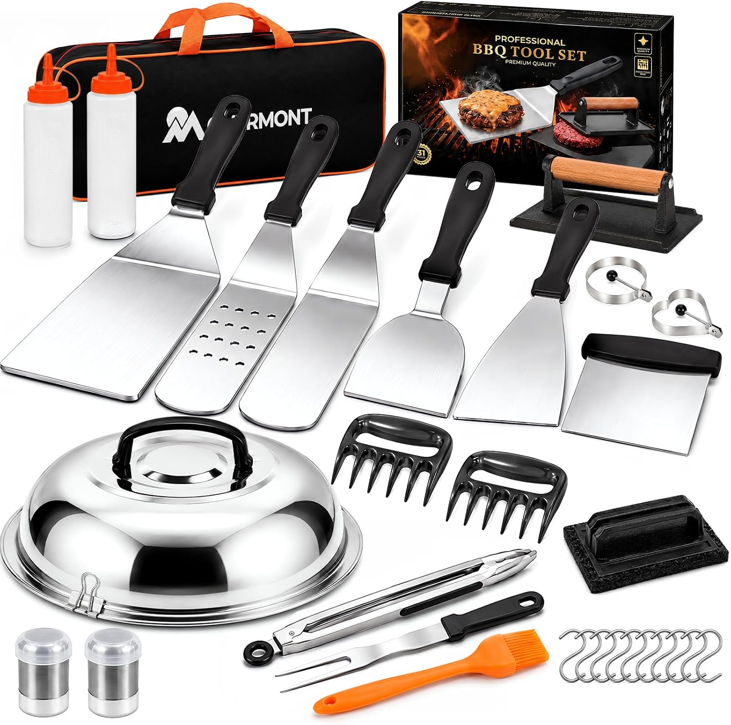Detalle de OVERMONT 31-Piece Set Griddle Accessories Kit with Stainless Steel Tools