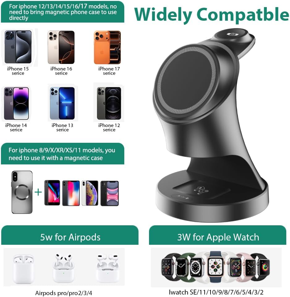 Thumbnail 3 de 3-in-1 Magnetic Wireless Charger Stand for iPhone Series