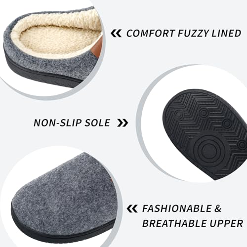 Detalle 2 de SROTRAS Pantofole uomo in feltro grigio, suola antiscivolo, 44-45 EU