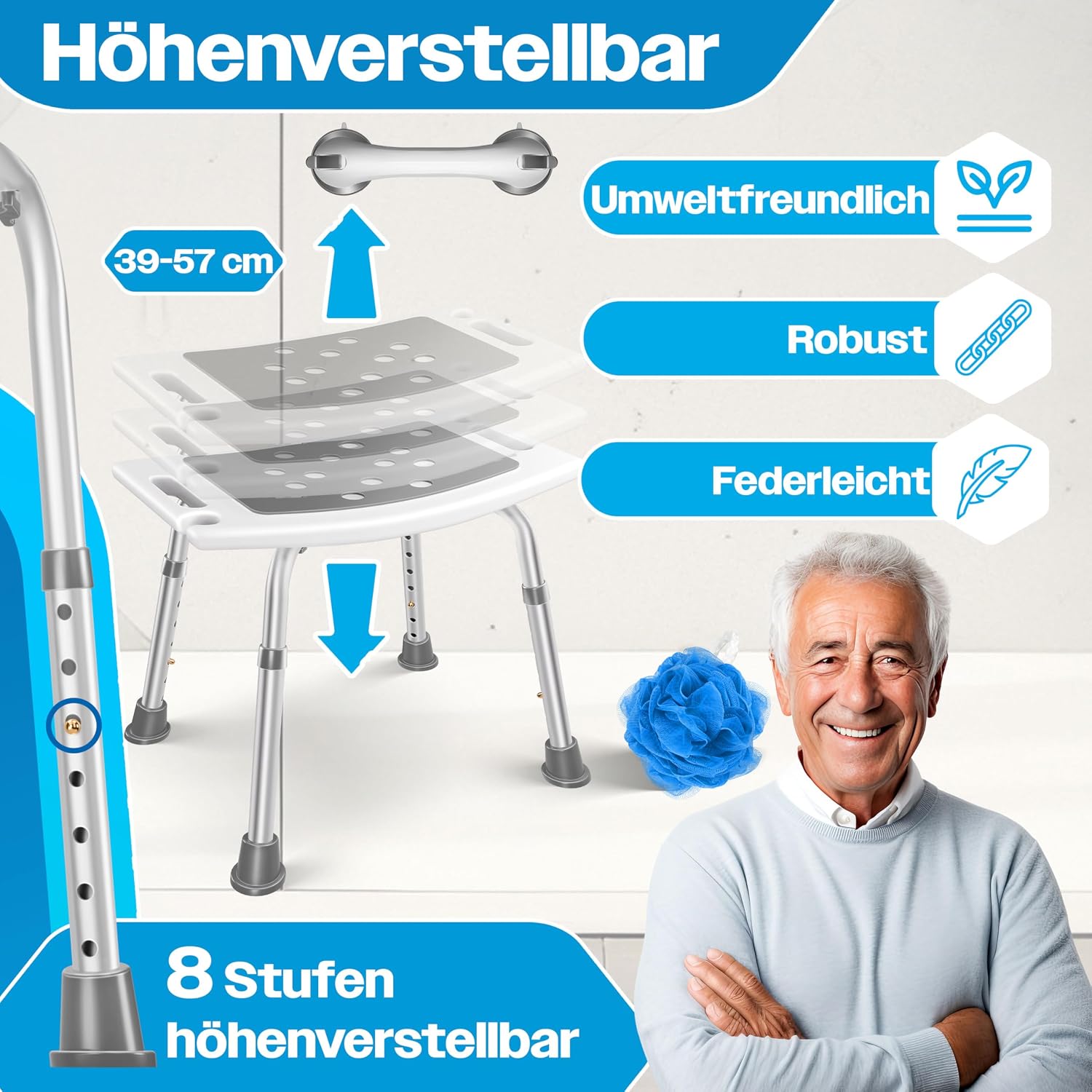 Thumbnail 2 de KESSER Duschhocker höhenverstellbar 39–57 cm