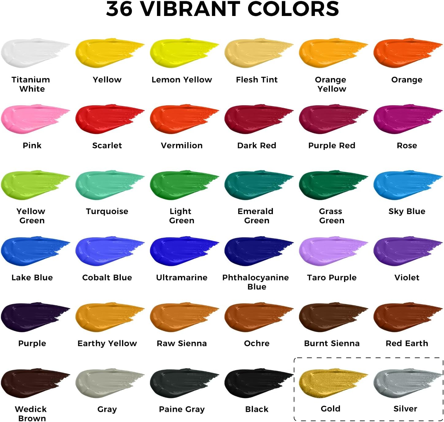 Thumbnail 1 de ARTFLY Kit de peinture acrylique – 36 couleurs (60 ml) avec 12 pinceaux