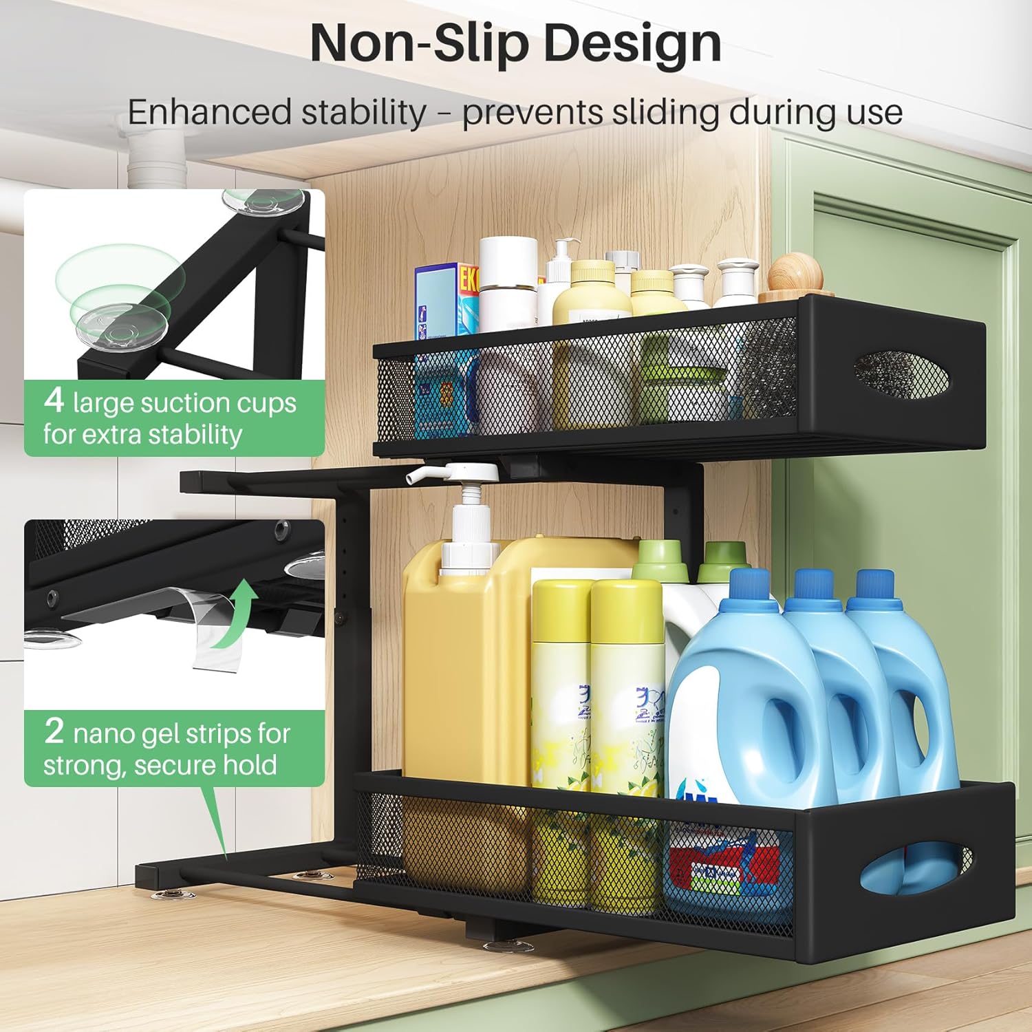 Thumbnail 5 de Under Sink Organizer 2-Tier Pull-Out Cabinet Organizer
