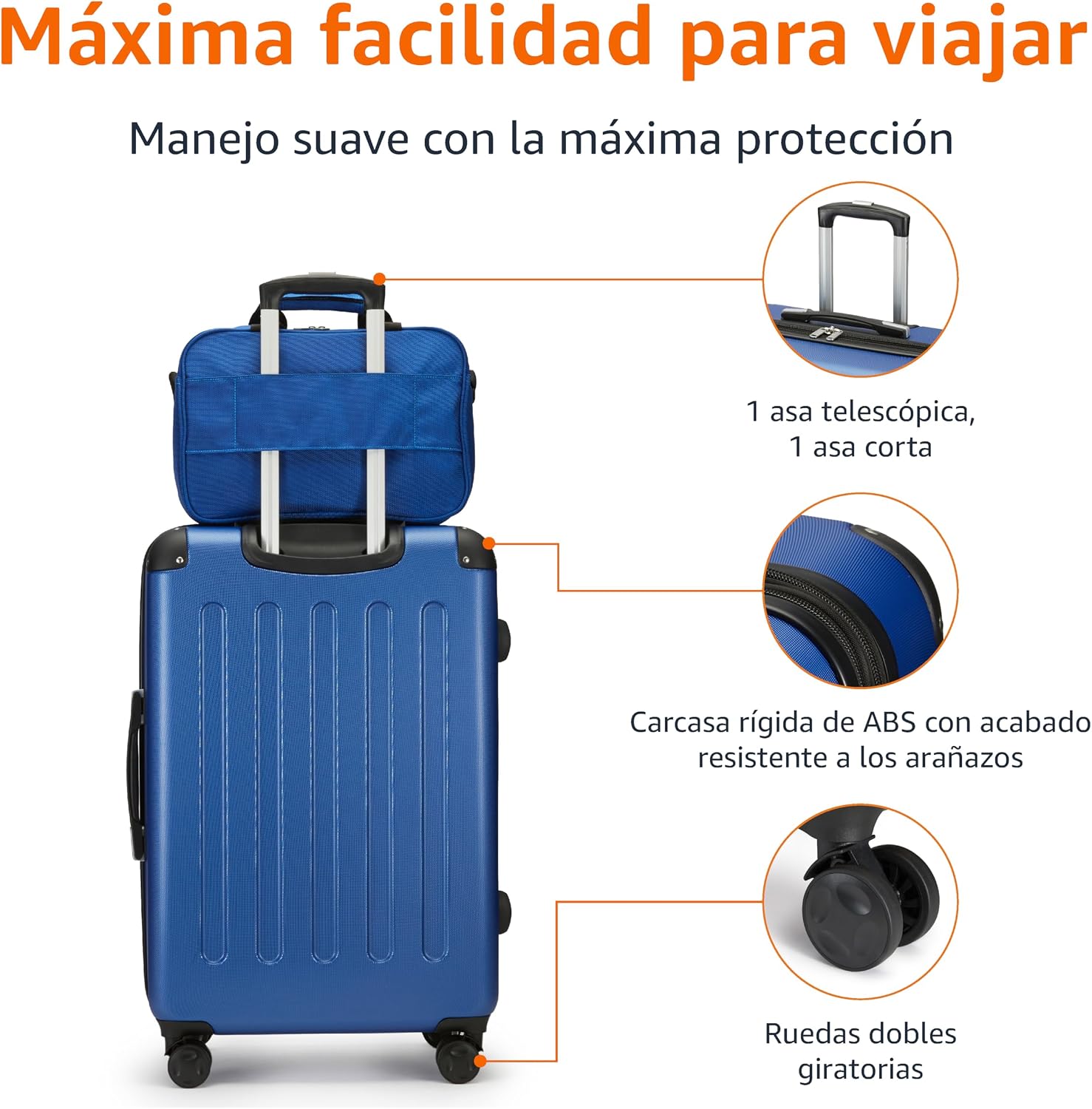 Thumbnail 2 de Amazon Basics Juego de 4 maletas rígidas con Ruedas ✈