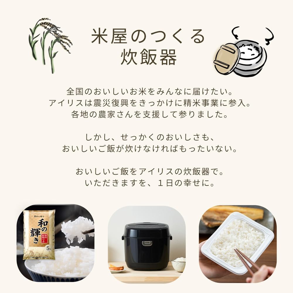 Detalle de アイリスオーヤマ RC-BMA50-B マイコン炊飯器 5.5合 極厚火釜・食感3段階