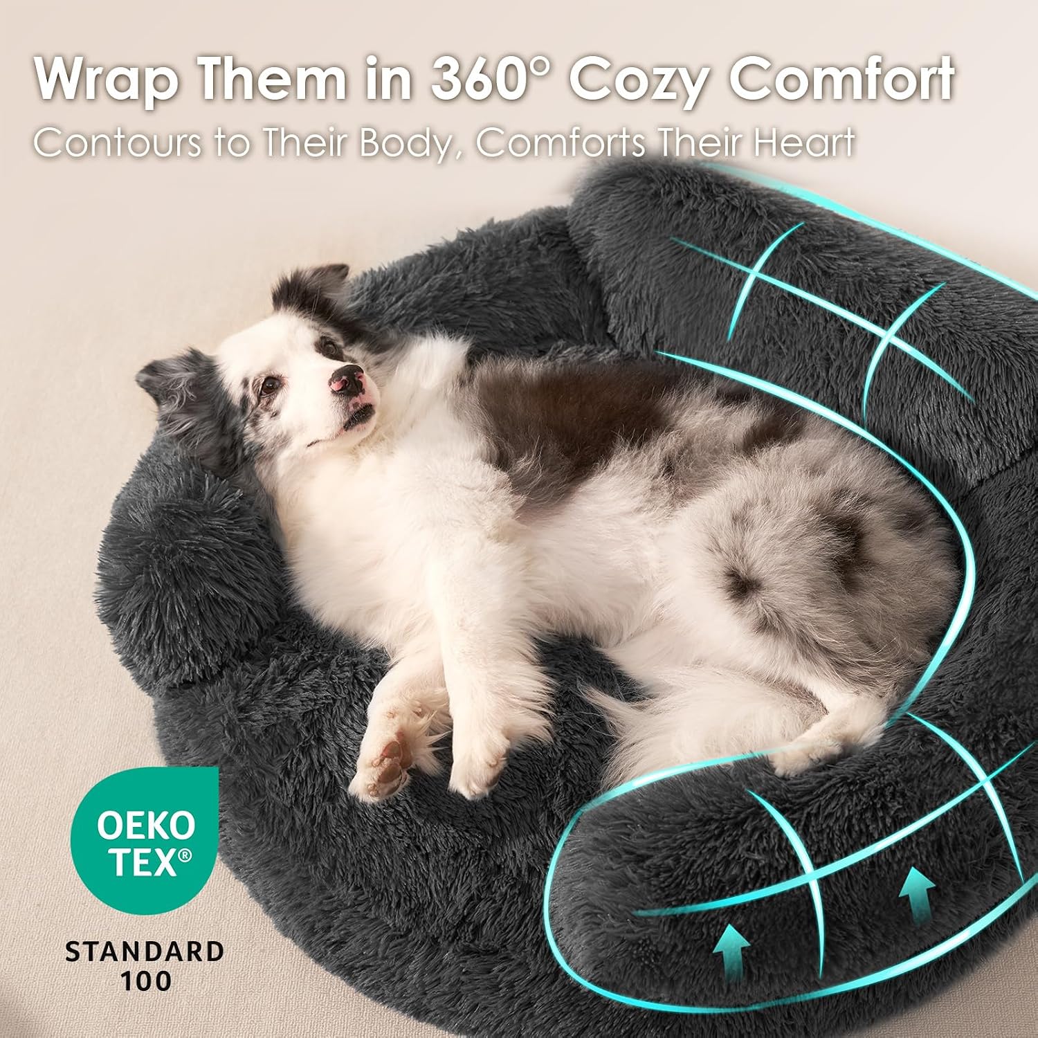 Detalle 2 de EHEYCIGA Donut Dog Bed, 20-Inch