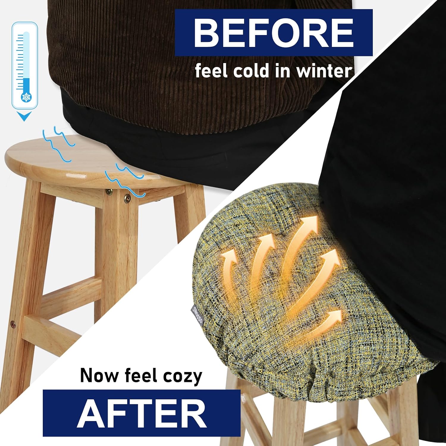 Detalle de SINOSSO Round Bar Stool Cushion 14-inch