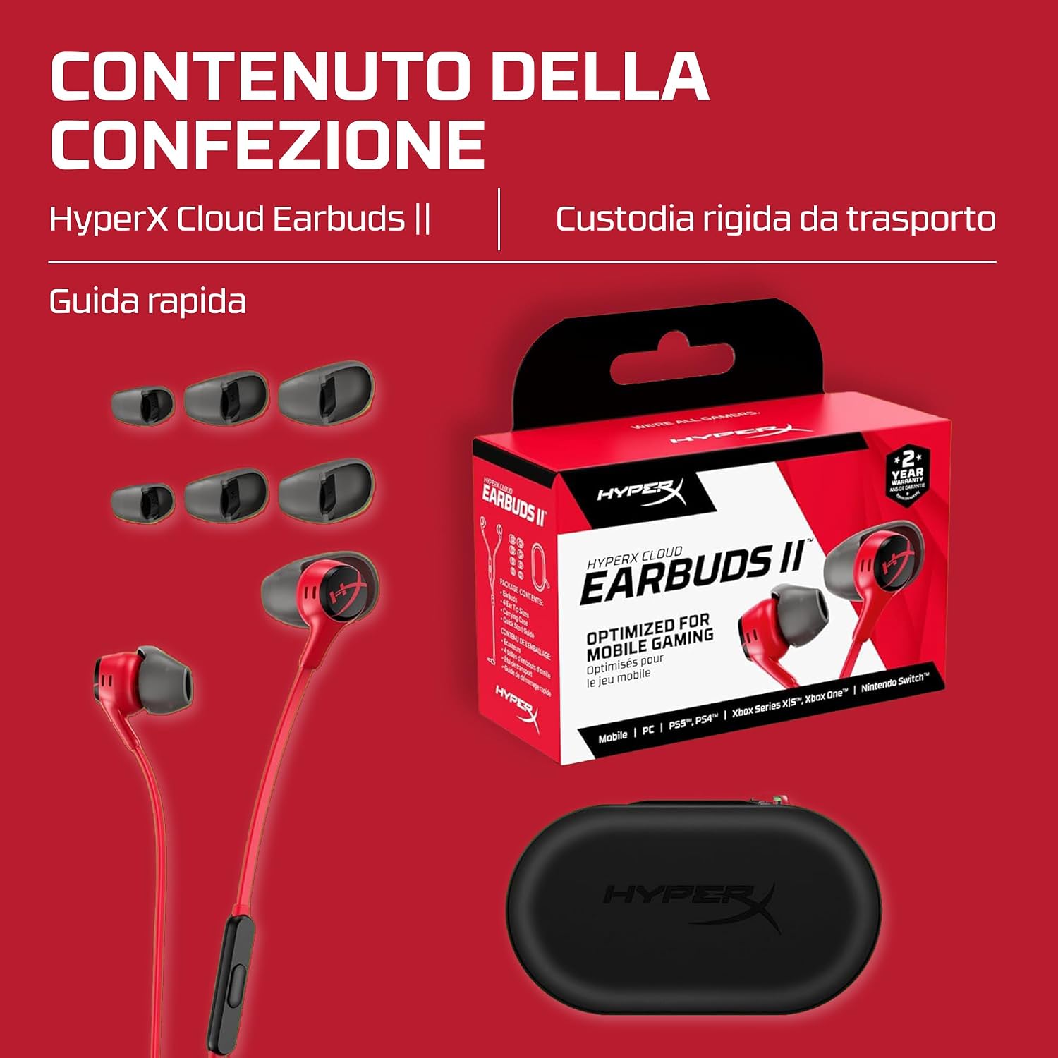 Thumbnail 6 de HyperX Cloud auricolari con connettore a 90° e microfono integrato (rosso)