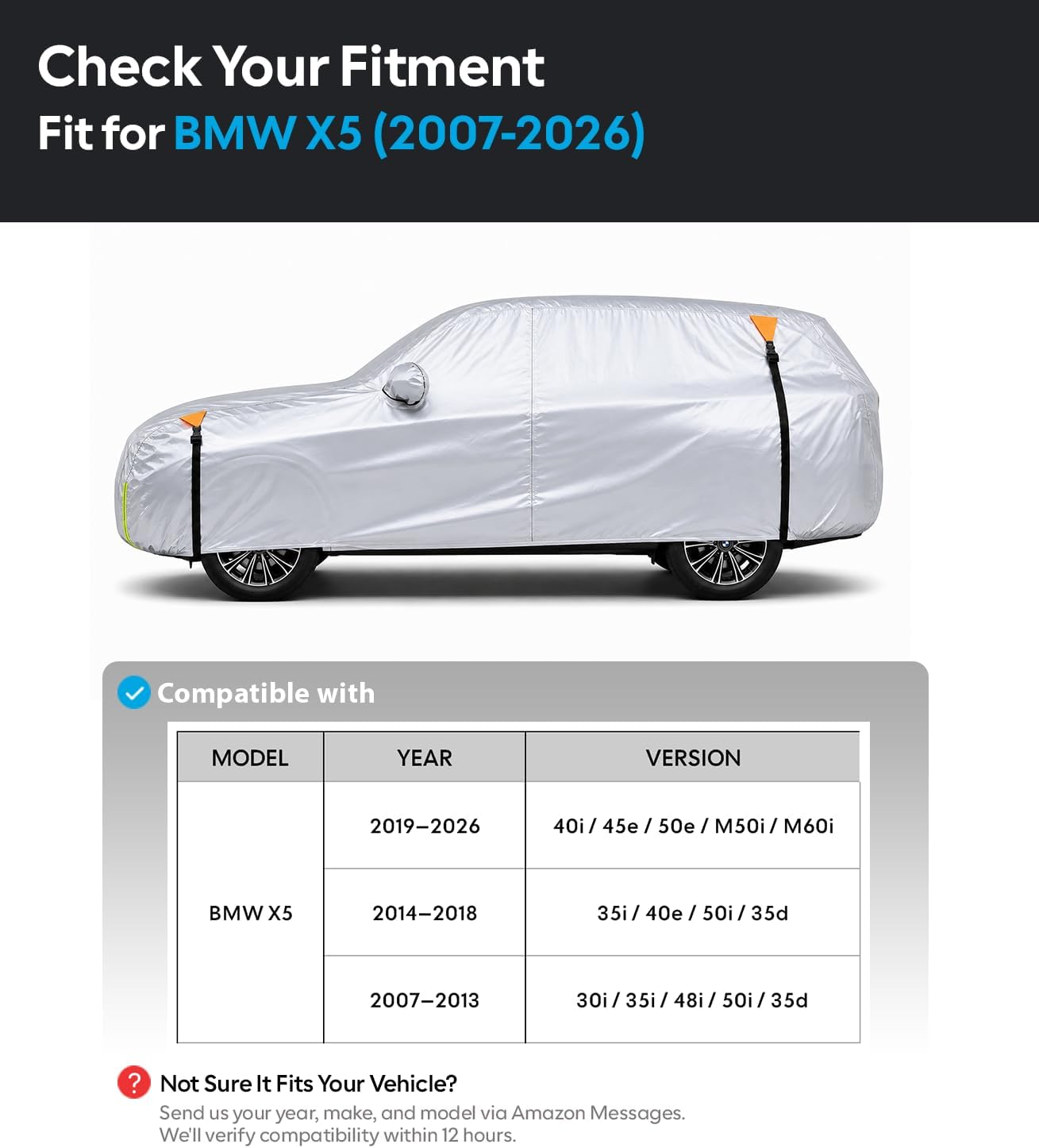 Thumbnail 5 de Wigoo BMW X5 Car Cover Accessories (2007-2026): Custom-Fit, Weatherproof SUV Cover