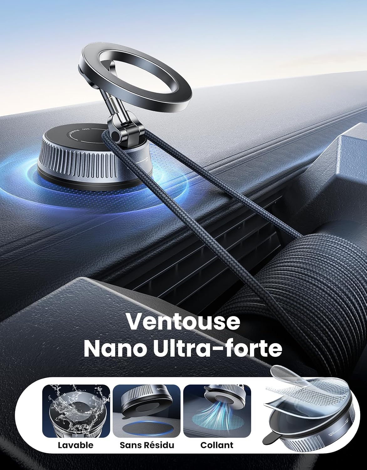 Detalle de EOIWUY Support Telephone Voiture Magnétique 24 aimants