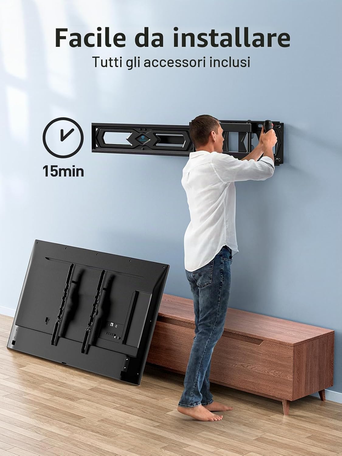 Detalle de PERLESMITH Supporto TV Parete PSMFK10 per 26–60 Pollici con Braccio Girevole ed Estendibile