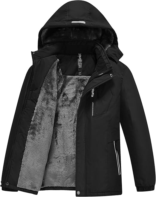 Detalle 2 de MoFiz Boys’ Snowboarding Jacket, Waterproof Hooded Fleece Ski Coat, Ages 6–16