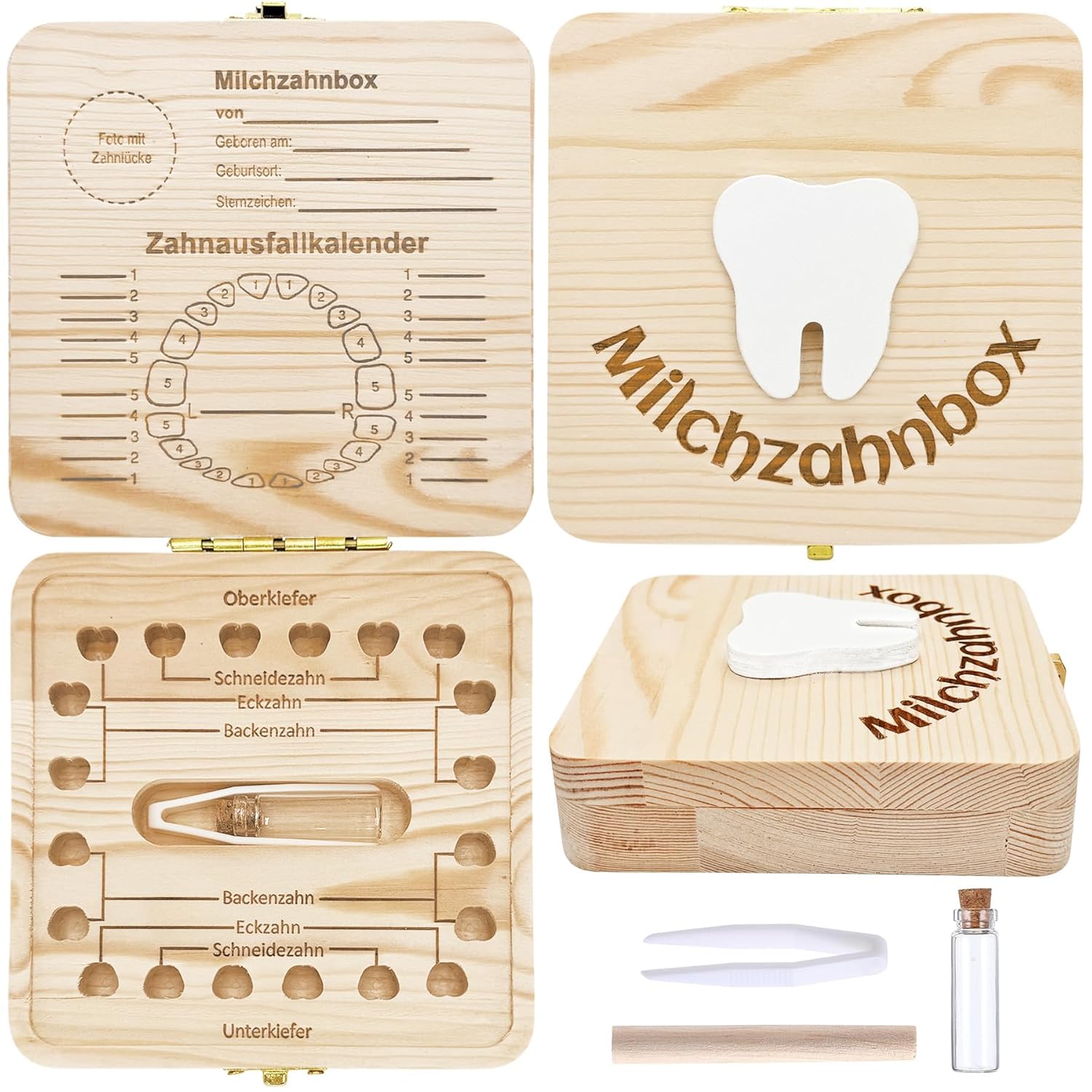Thumbnail 3 de Shengruili Zahnbox aus Holz für Milchzähne – Aufbewahrungsbox für Baby-Zähne