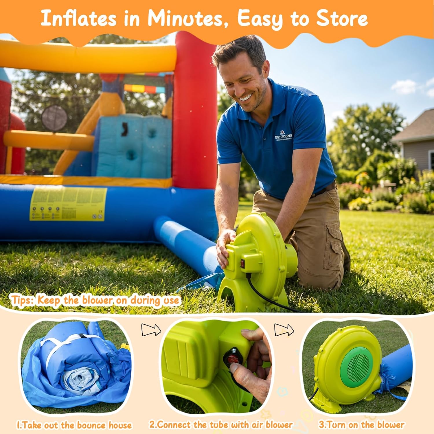 Thumbnail 6 de Bouncy Castle with Slide for Children: 9-in-1 Inflatable Play Centre