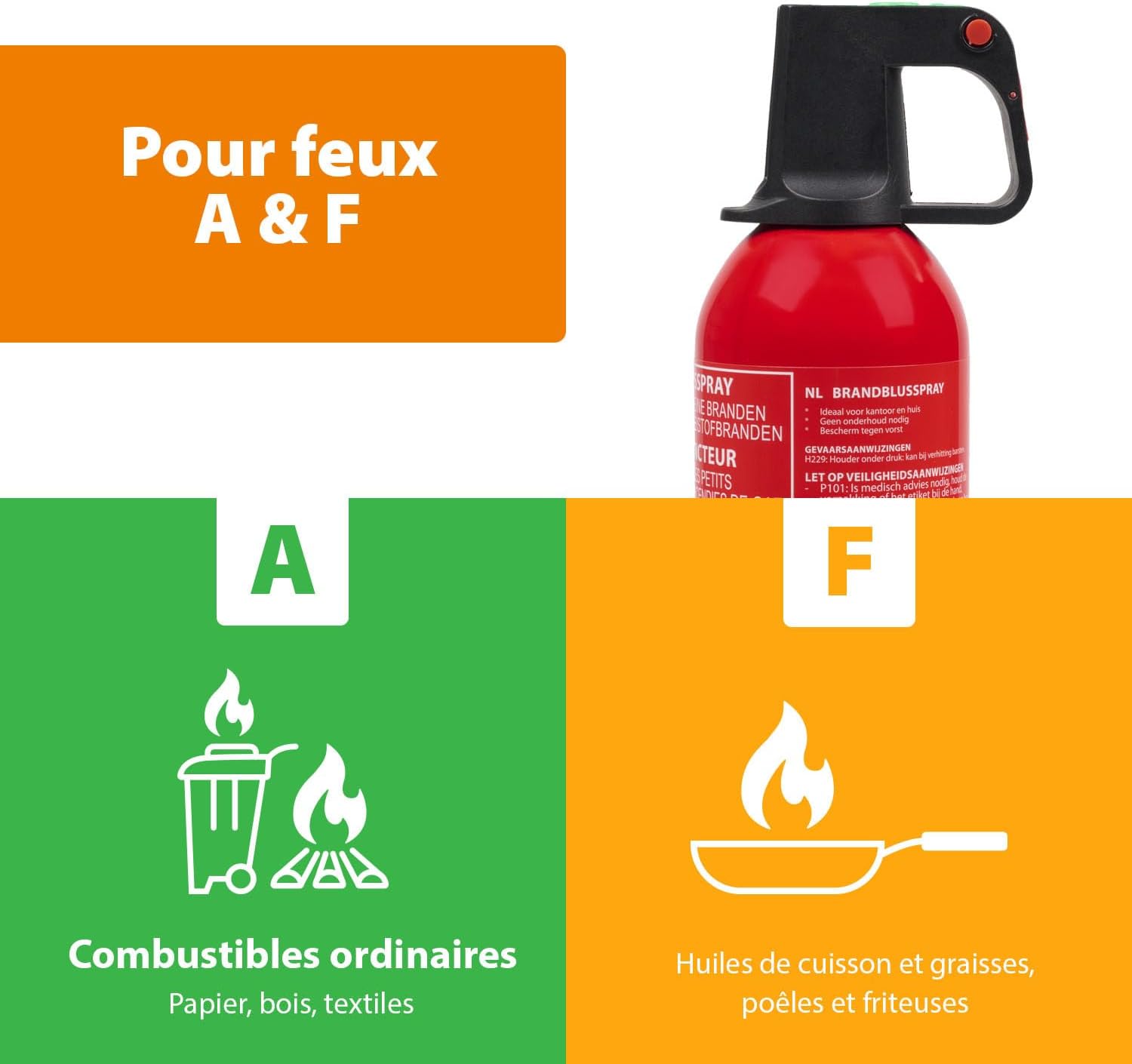 Thumbnail 3 de Smartwares Extincteur Spray FEX-15371 – 750 ml, feux de classe A et F, utilisable au bureau, à la maison ou en cuisine