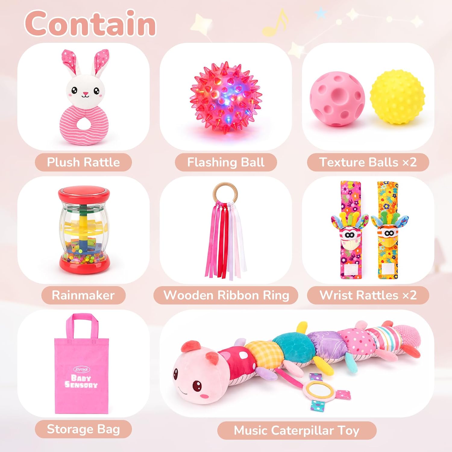 Thumbnail 1 de Joyreal Baby Girl Toys: 10-Piece Sensory Set for Newborns