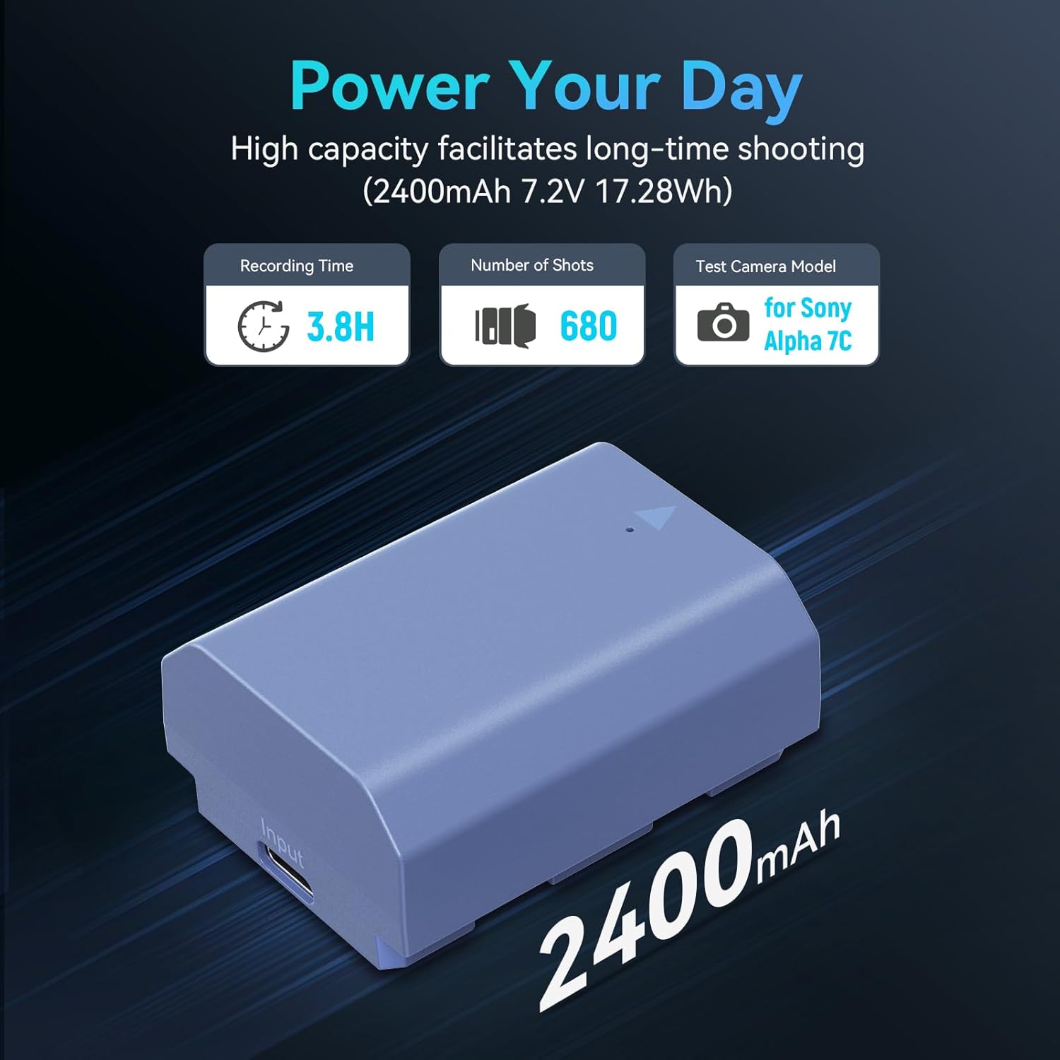 Thumbnail 2 de SMALLRIG 2400mAh USB‑C Camera Battery for Sony NP‑FZ100 (NP‑FZ100 compatible, 4265B)