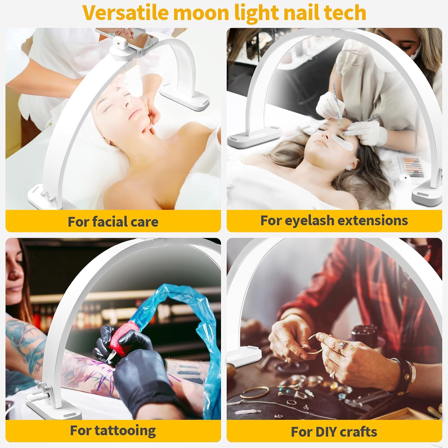 Detalle 2 de CGBE halvemaanlamp voor nagels met telefoonhouder, 45 W en dimbare ledverlichting
