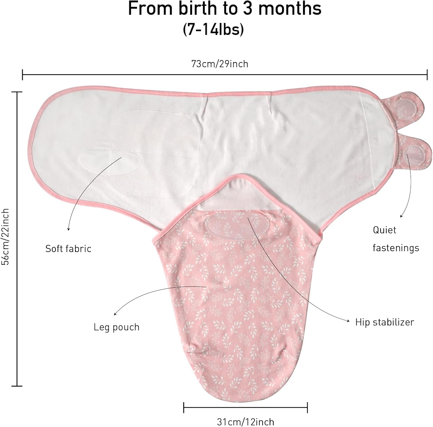 Thumbnail 2 de Soarwg Baby Swaddle Tücher 0–3 Monate (3er-Set) – verstellbare Wickeldecke aus Baumwolle, OEKO‑TEX® zertifiziert