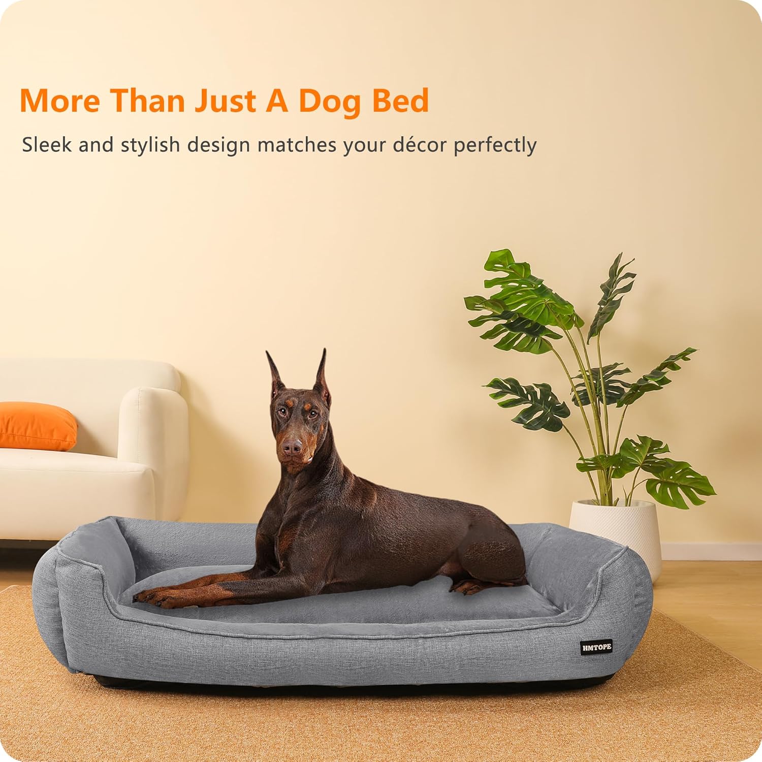 Detalle de HMTOPE Hundebett – abnehmbar, waschbar und rutschfest, 120 × 90 × 30 cm