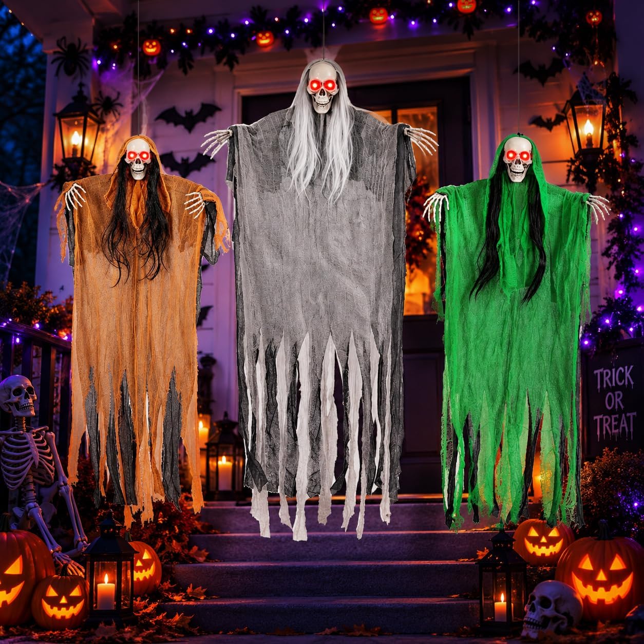 Detalle de Hanging Halloween Skeleton Decorations, 3-Pack