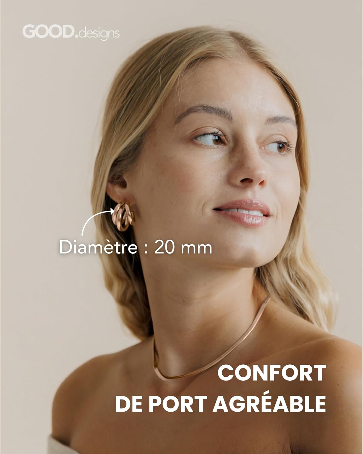 Detalle 2 de Créoles Triple 20 mm en acier inoxydable