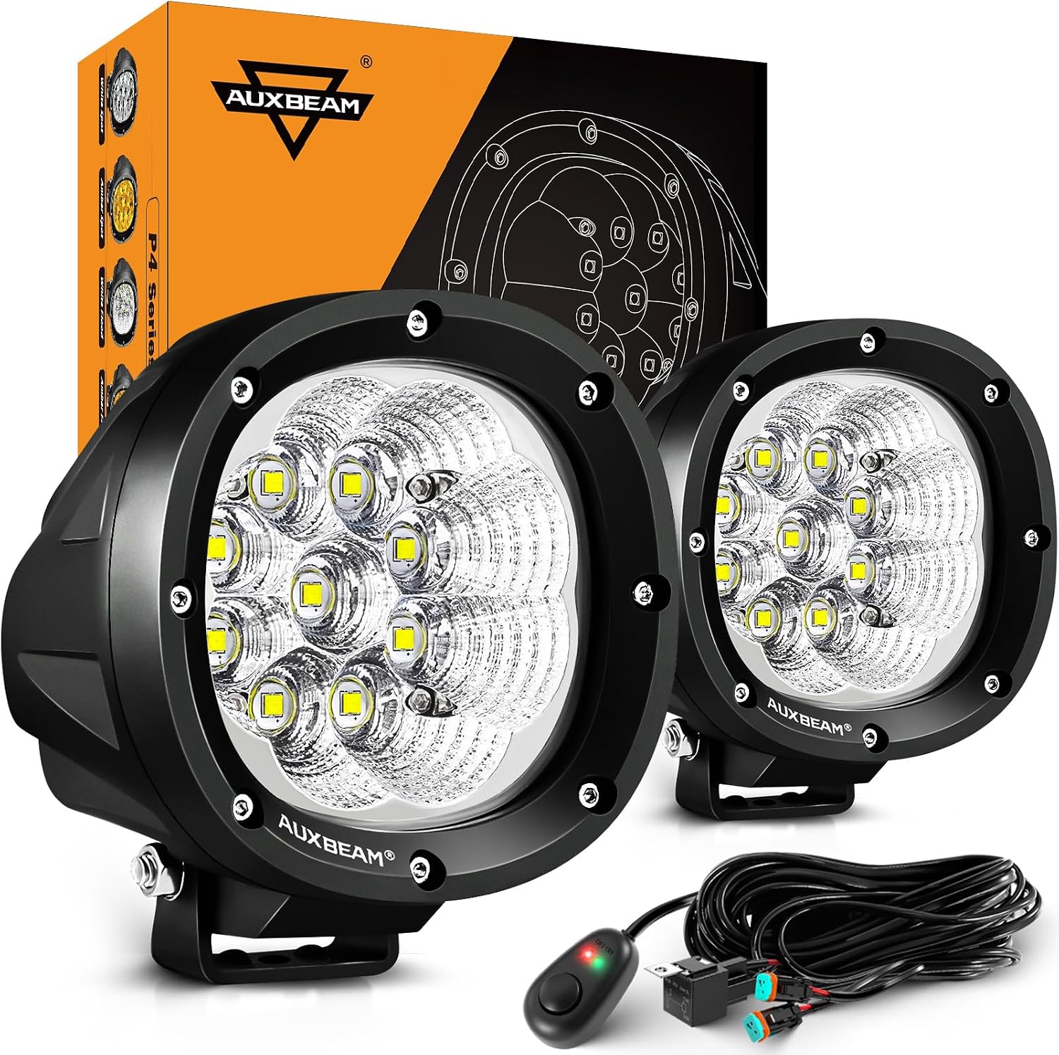 Thumbnail 6 de Auxbeam C4 Series 4 Inch 72W Amber LED Pods Spot Beam