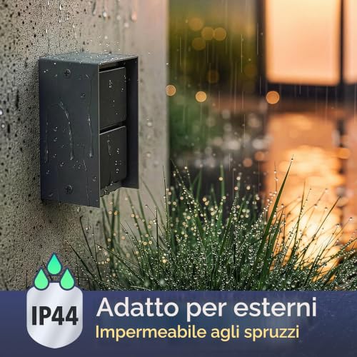 Thumbnail 2 de Presa di corrente esterna 2 prese STEDDA IP44 in acciaio inox antracite verticale – ledscom.de