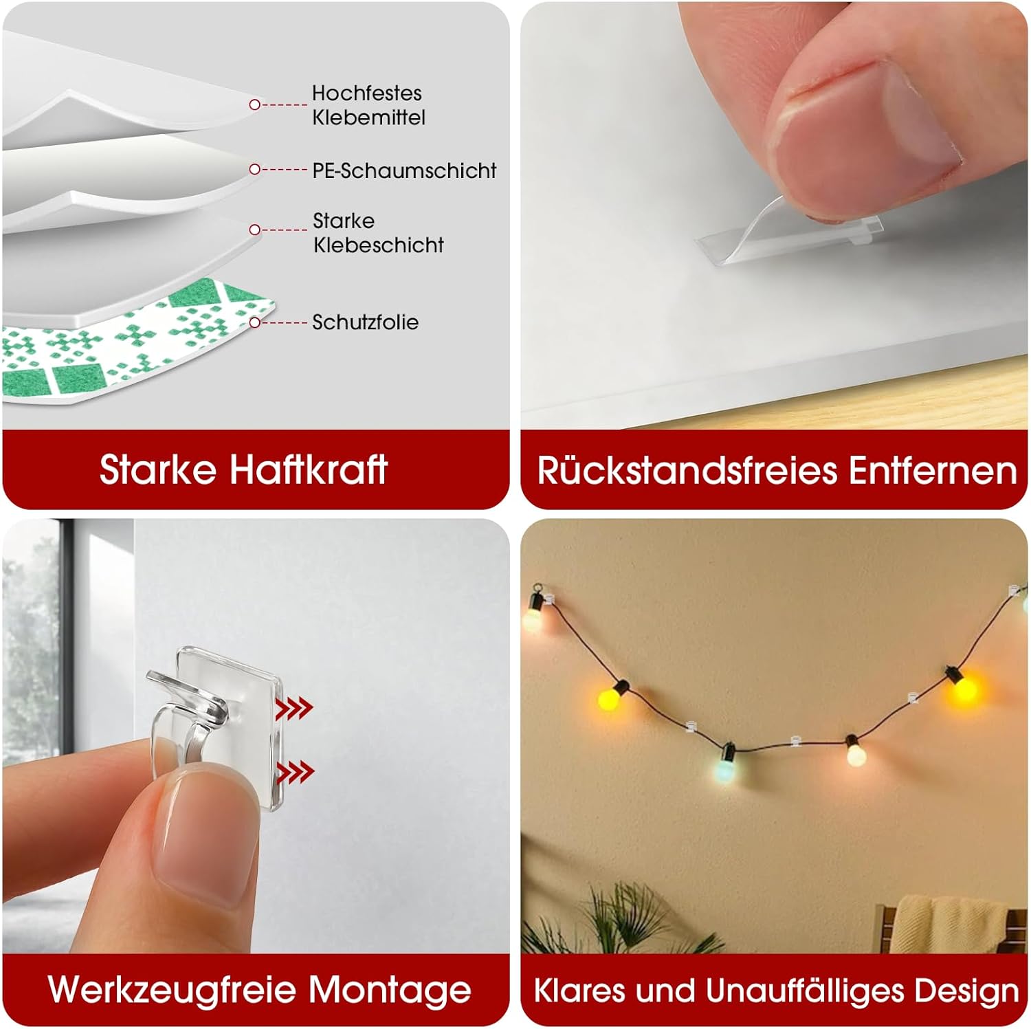 Thumbnail 2 de 60 Stück Outdoor Klebehaken für LED-Lichterketten