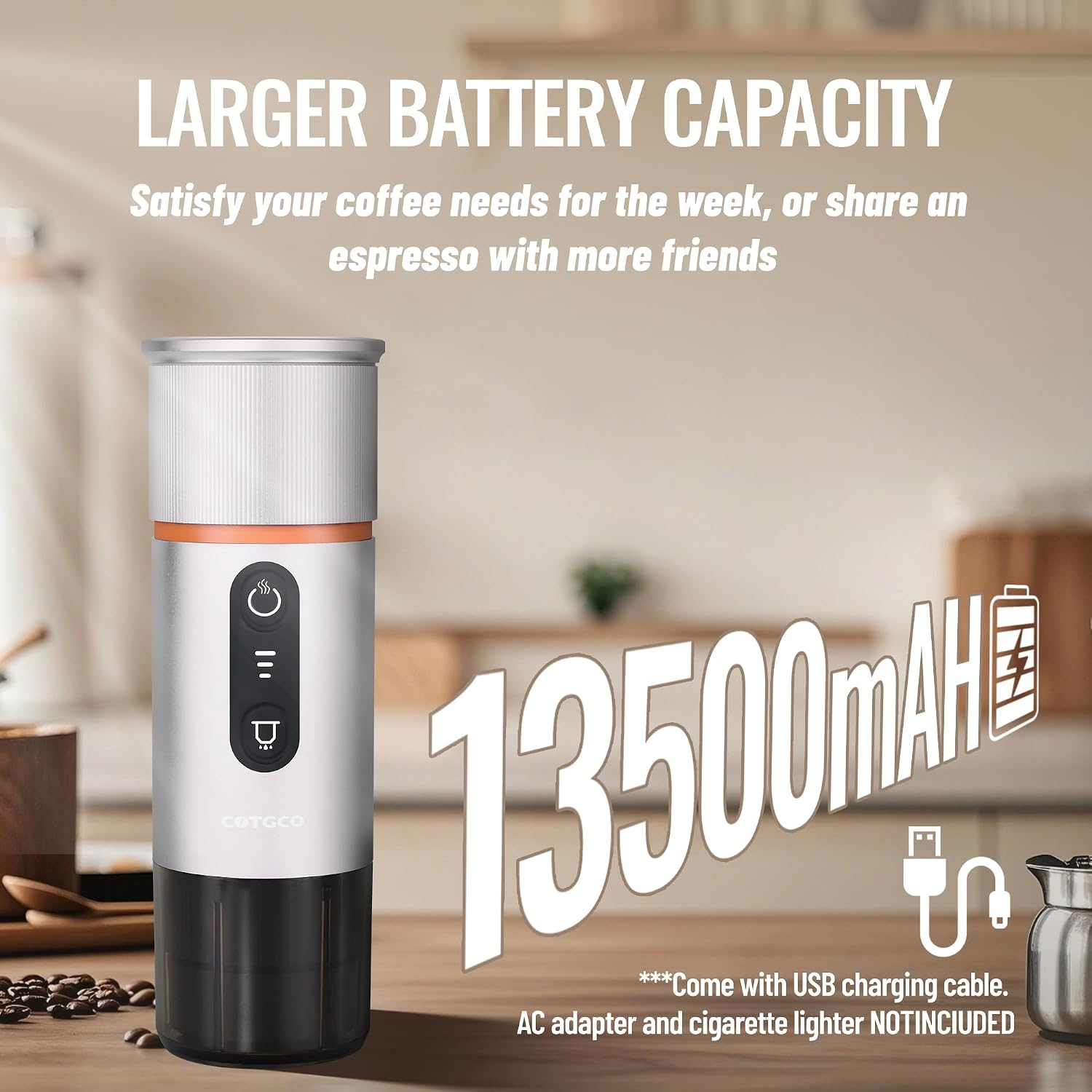 Detalle de COTGCO Cafetera Portátil 12V para Viajar 🚗 - Espresso en Ruta