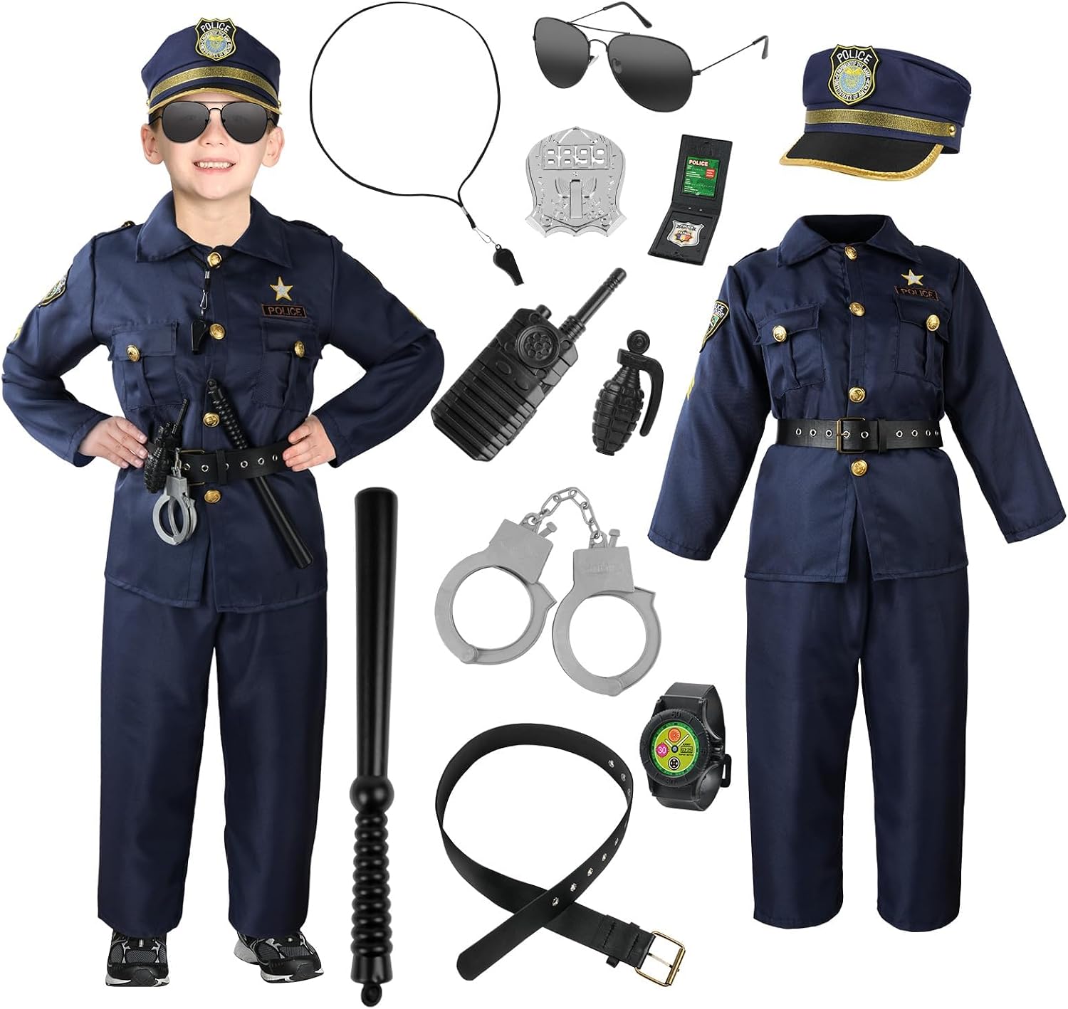 Detalle de AOMIG Politieagentenkostuum voor kinderen, 13-delige set in polyester