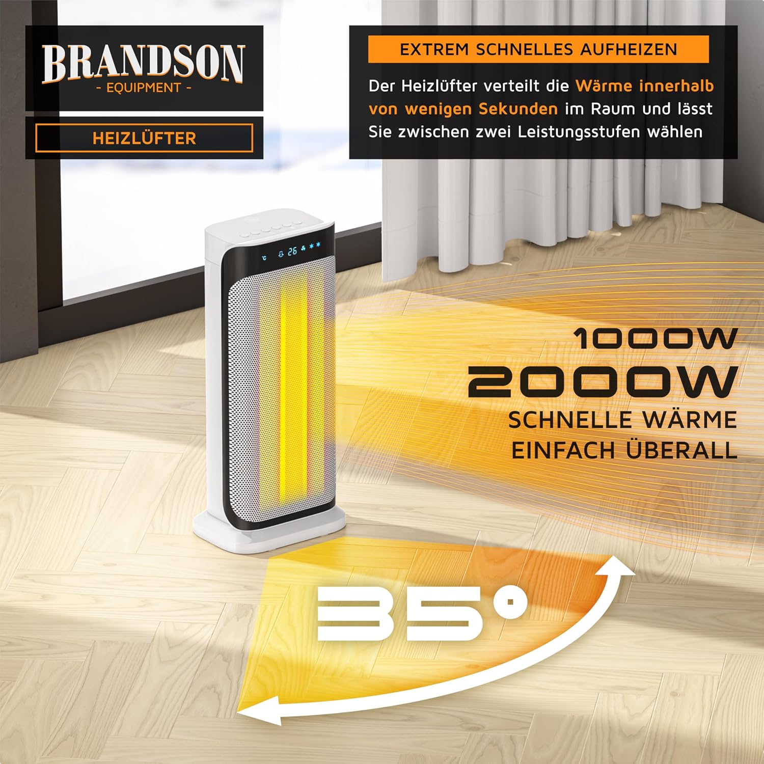 Thumbnail 2 de Brandson Heizlüfter keramisch mit Fernbedienung