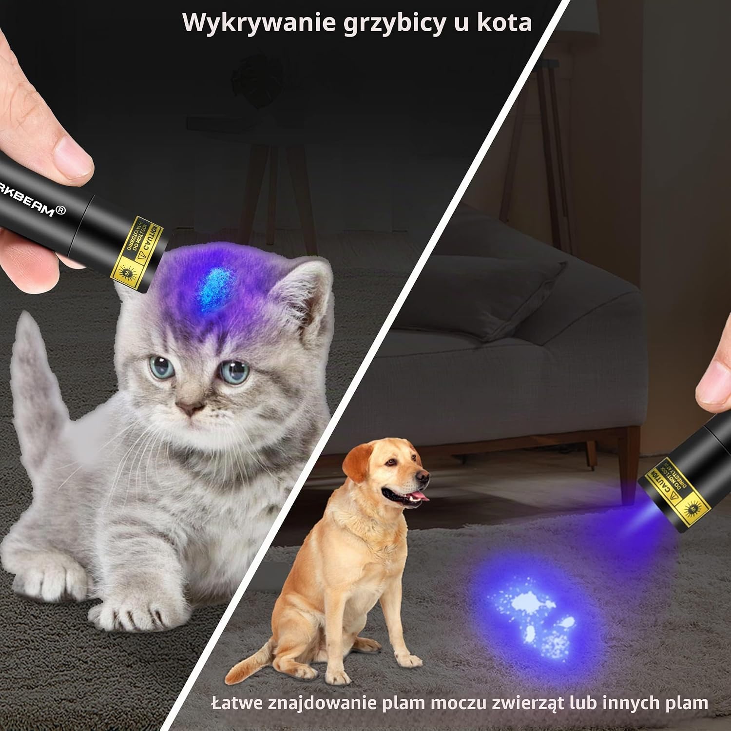 Detalle de DARKBEAM V4 latarka UV 365 nm, 2 sztuki, filtr optyczny i ładowanie USB-C