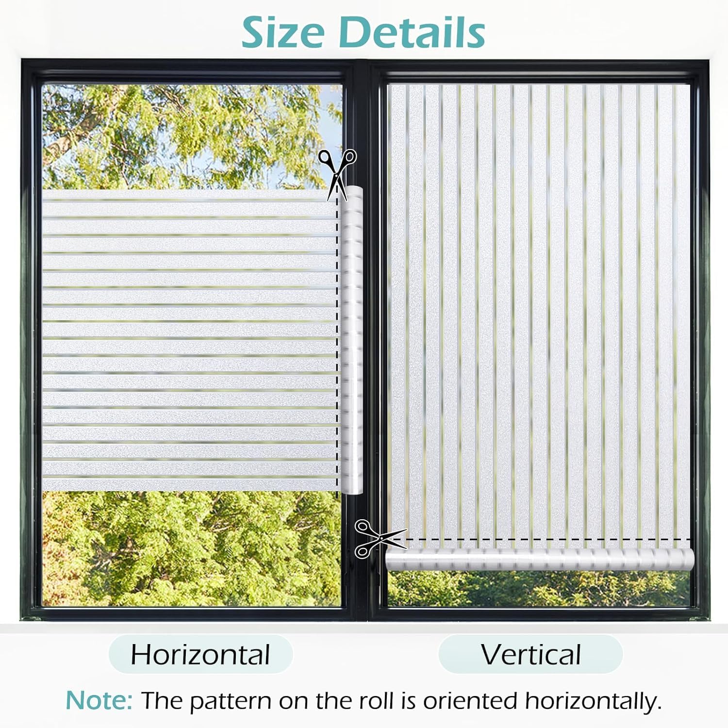 Detalle 2 de DOWELL frosted stripe window privacy film (44.5 x 200cm) – static cling glass vinyl for offices, bathrooms and temporary blinds