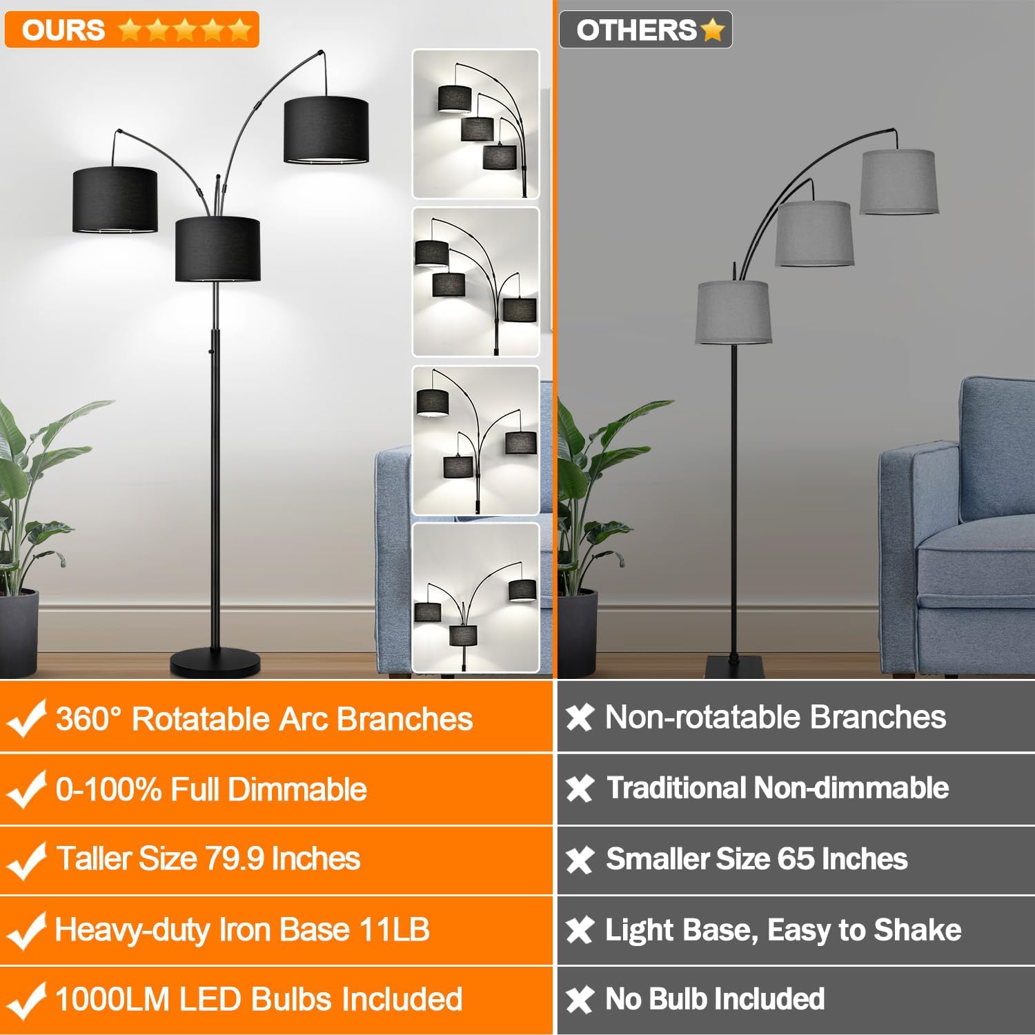 Thumbnail 1 de Arc Floor Lamp, 3 Lights