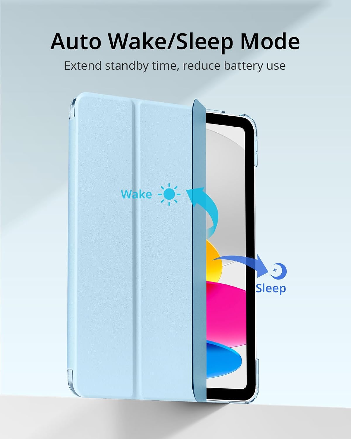 Detalle de CACOE Case for iPad A16 11th/10th Generation with Screen Protector (11/10.9 inch) – Light Blue