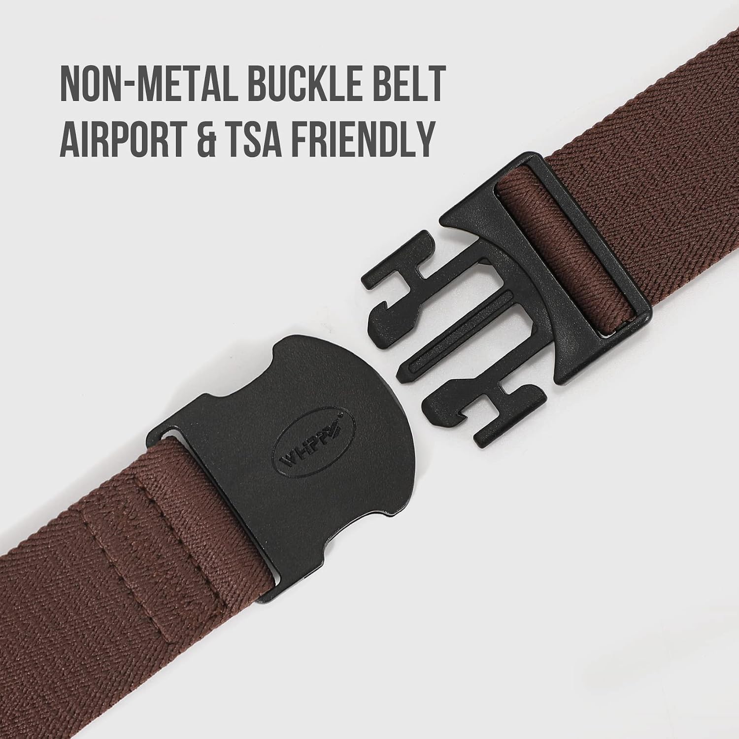 Detalle de WHIPPY Mens Elastic Stretch Work Belt (Metal-Free Quick-Release Buckle) – Unisex Adventure Sports Belt