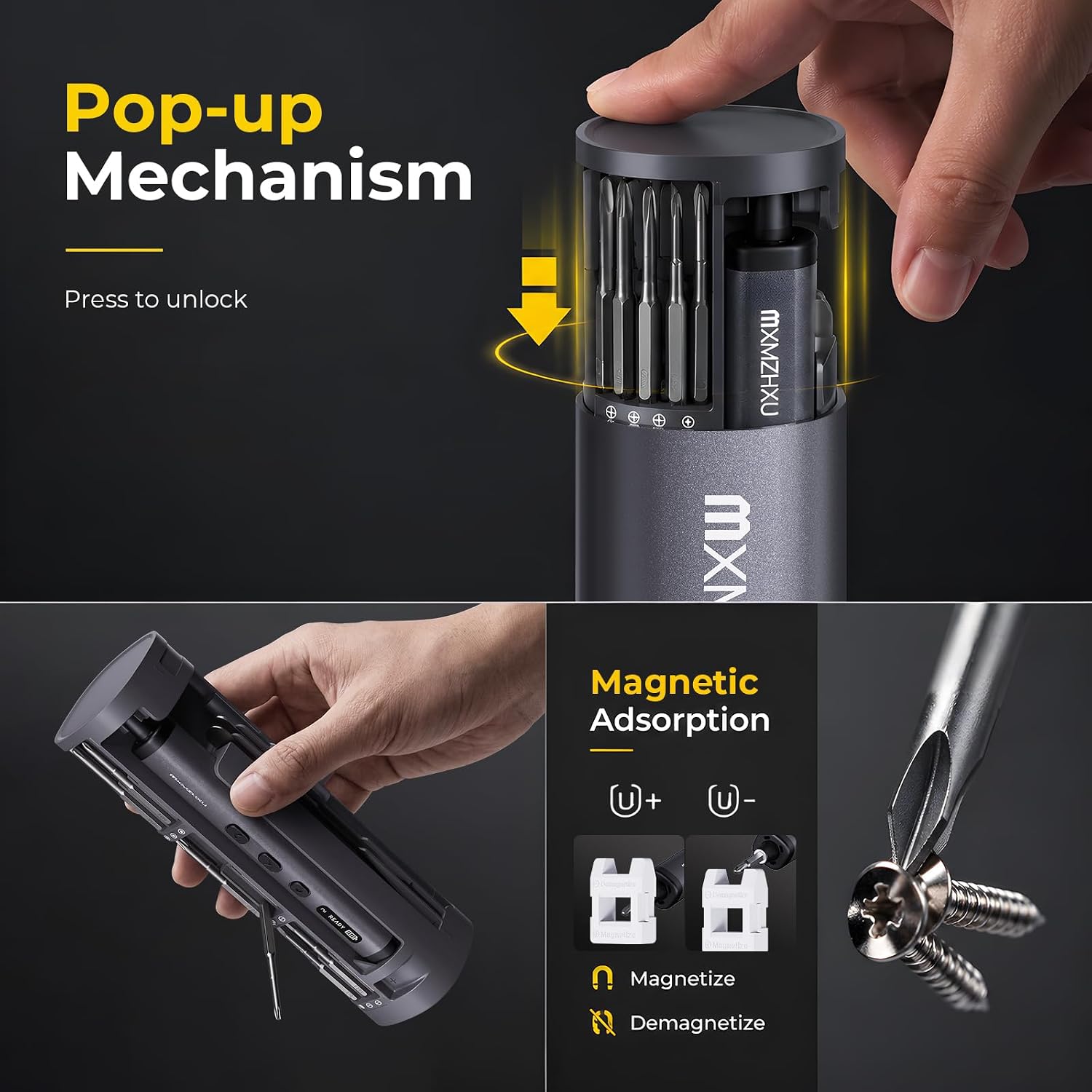 Detalle 2 de MXMZHXU NEX E2 Ultra 78-in-1 Electric Screwdriver Set with 72 S2 Bits