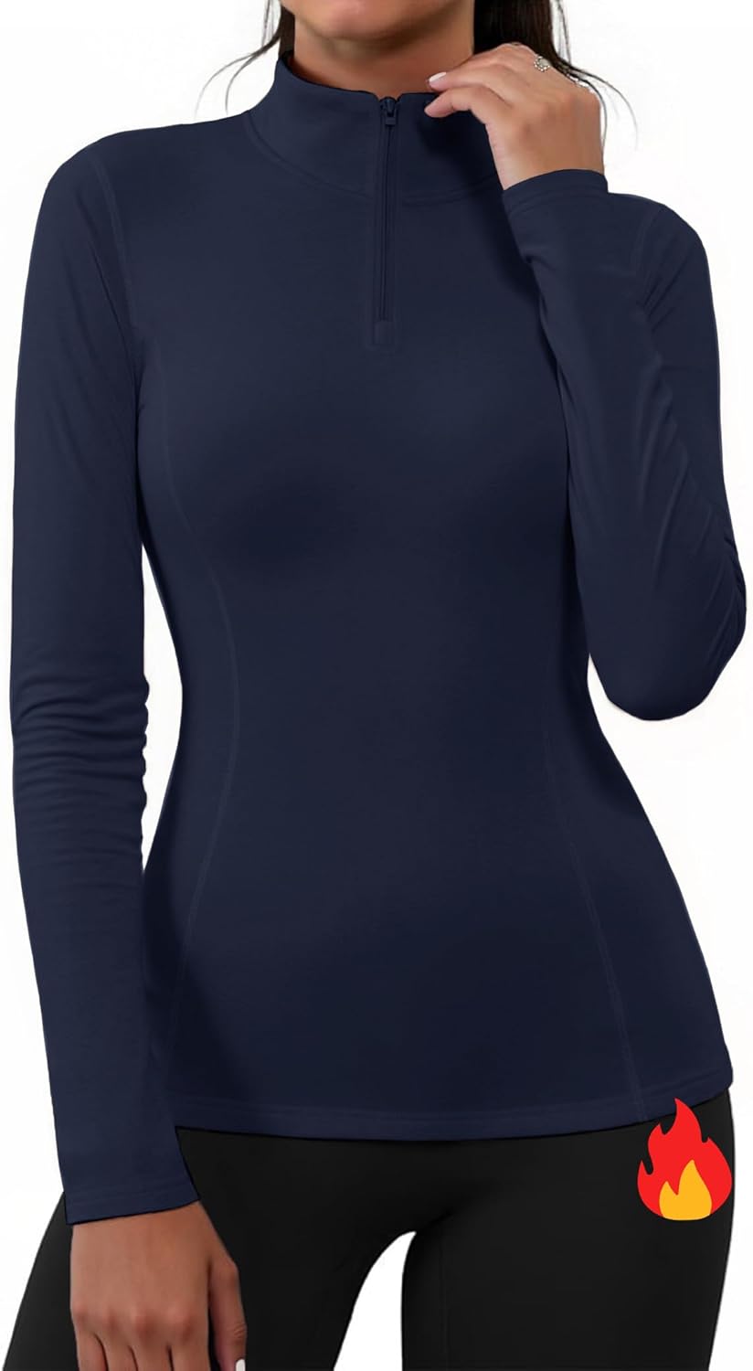 Haut thermique femme Gyabnw à manches longues en polyester/élasthanne, col roulé