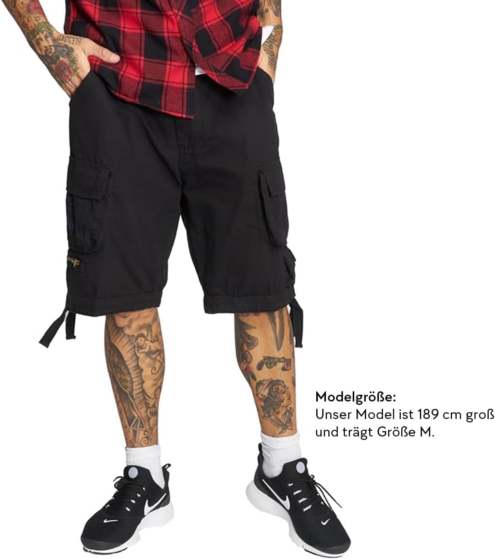Detalle de Brandit Herren Savage Vintage Cargo Shorts – robuste Vintage-Cargoshorts mit Gürtel und Taschenvielfalt