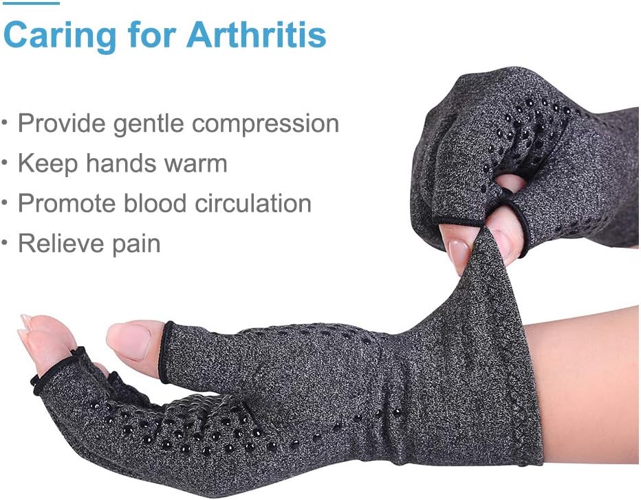 Thumbnail 2 de Donfri lot de 2 paires de gants de compression pour arthrite (mitaines) taille S noir