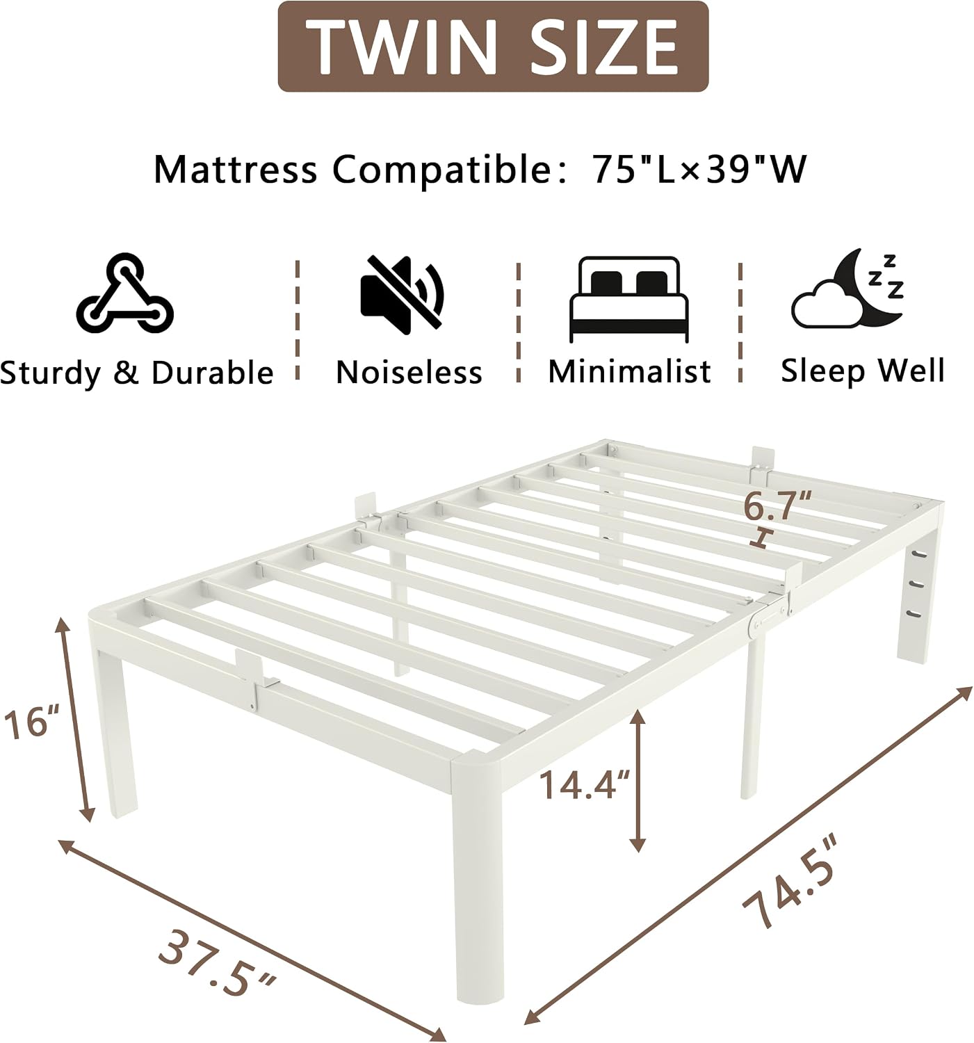 Thumbnail 1 de VQO Twin Bed Frame 16-inch