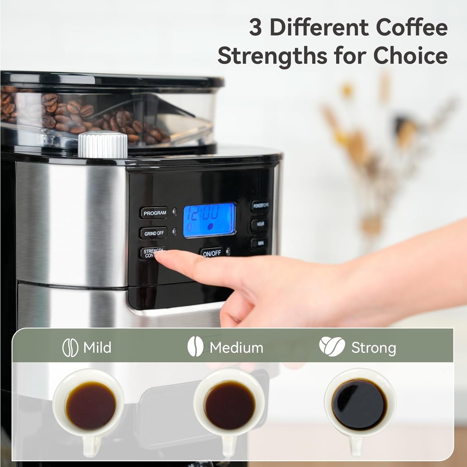 Detalle 2 de Gevi 10-Cup Coffee Maker with Grinder 1.5L