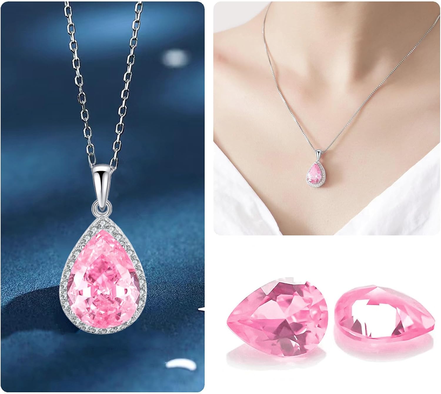 Detalle 2 de VONSSY Collier pendentif ovale pierre de naissance đ