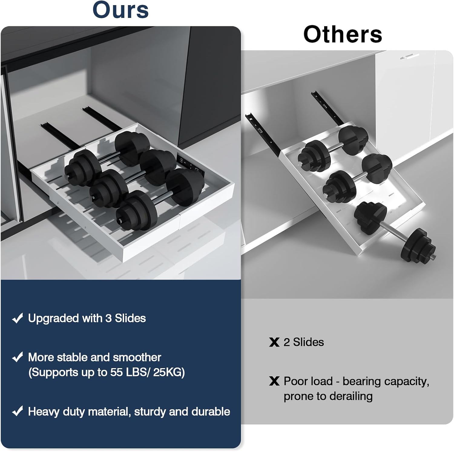 Detalle 2 de Pull-out cabinet organizer, carbon steel