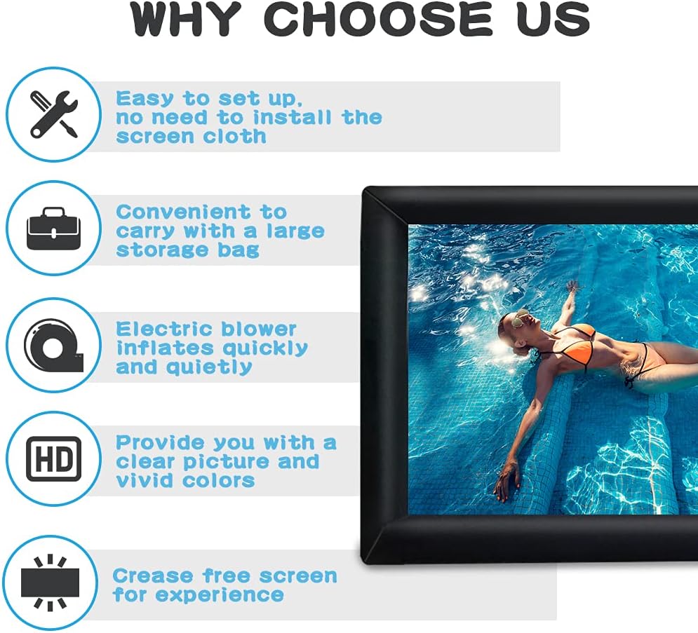 Detalle de PPXIA Inflatable Movie Screen (20ft) with Air Blower, Tie-Downs & Repair Kit for Outdoor Cinema Nights