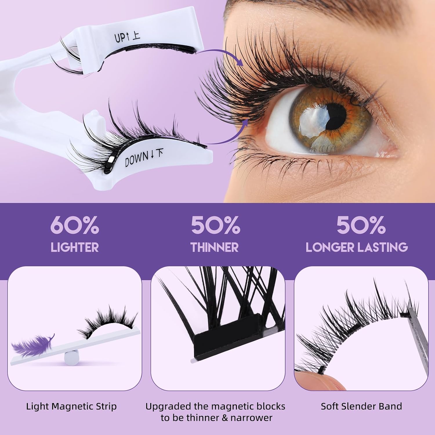 Detalle de B&Q Magnetic Eyelashes with Applicator, 2 Pairs, Manga Look, 3 Magnets