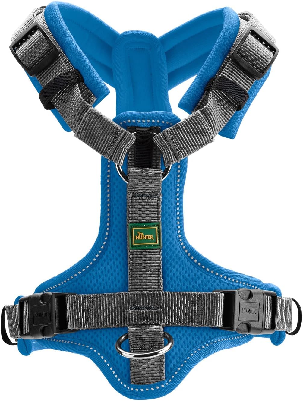 Detalle de Hunter Maldon UP Hundegeschirr XS–S in Blau/Grau – reflektierend, gepolstert, 4-fach verstellbar