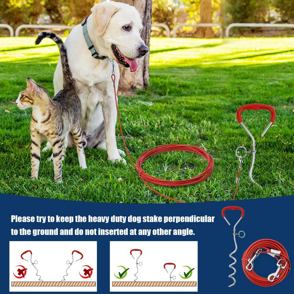 Detalle 2 de Aomig spiraalanker voor honden met kabel van 6 m en Q195-staal